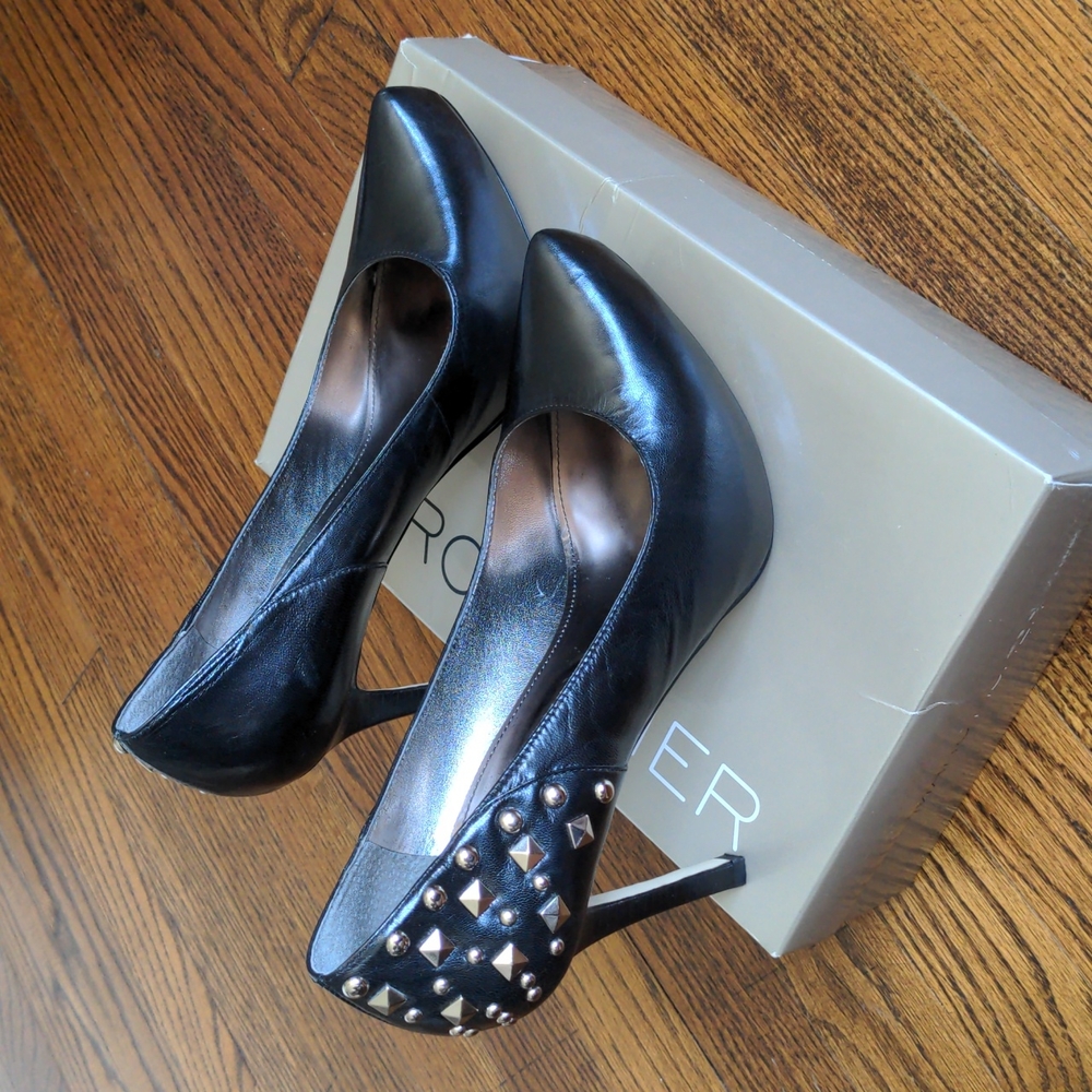 Marc Fisher Black Studded Platform Pumps 9.5 - Picture 3 of 8